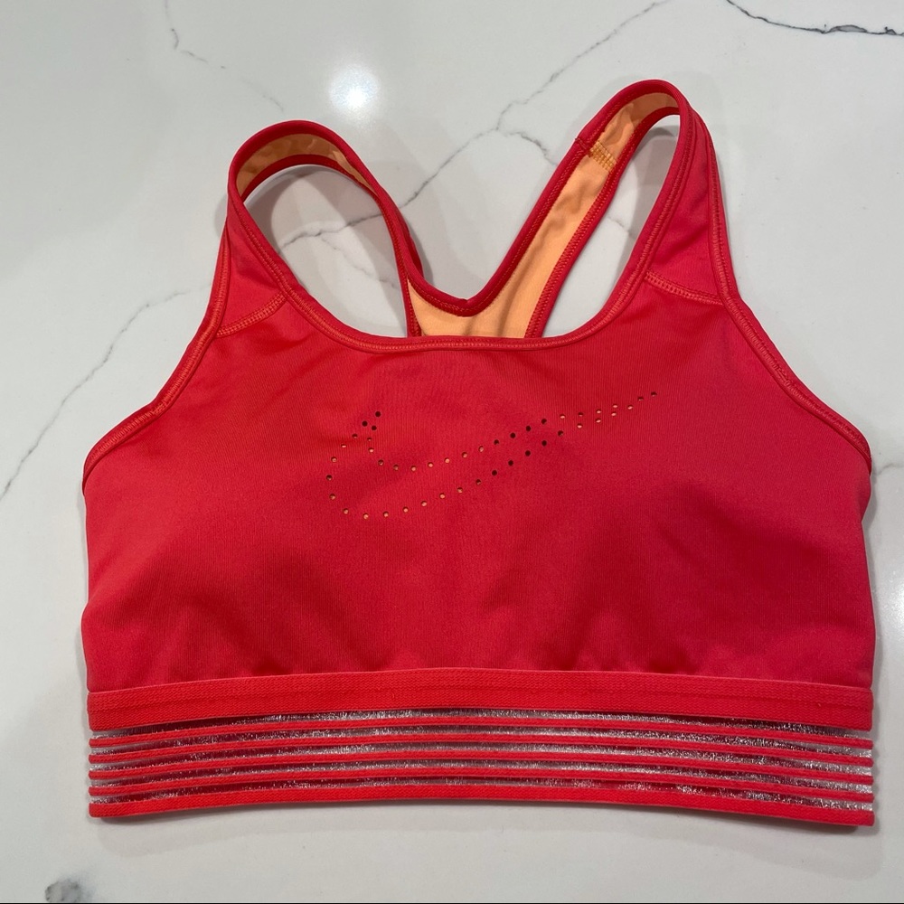 Nike Dri Fit Sports Bra Racerback Orange Workout M